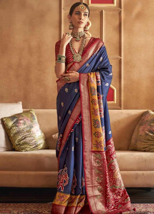 Best Navy Blue Patola Silk Saree Online in India