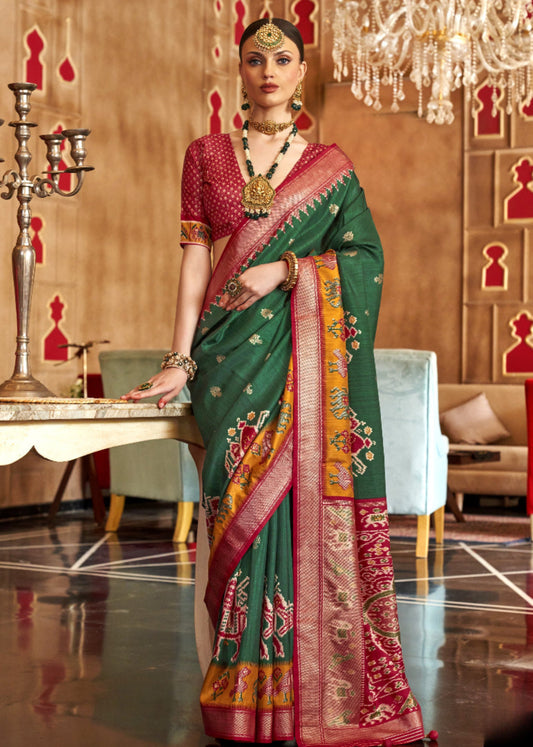 Best Green Patola Silk Saree Online in India
