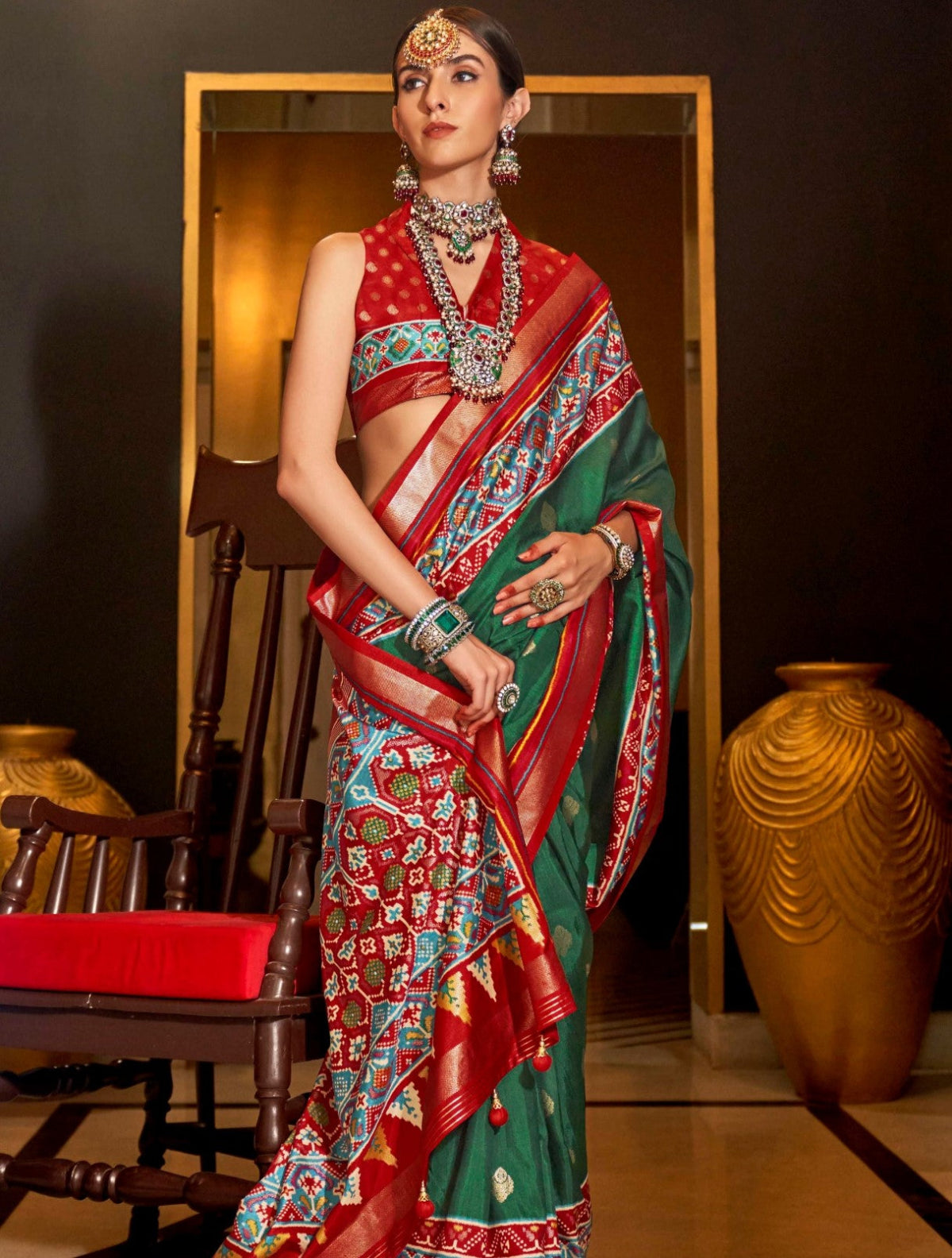 Shop Green Patola Silk Saree for Wedding at STORI