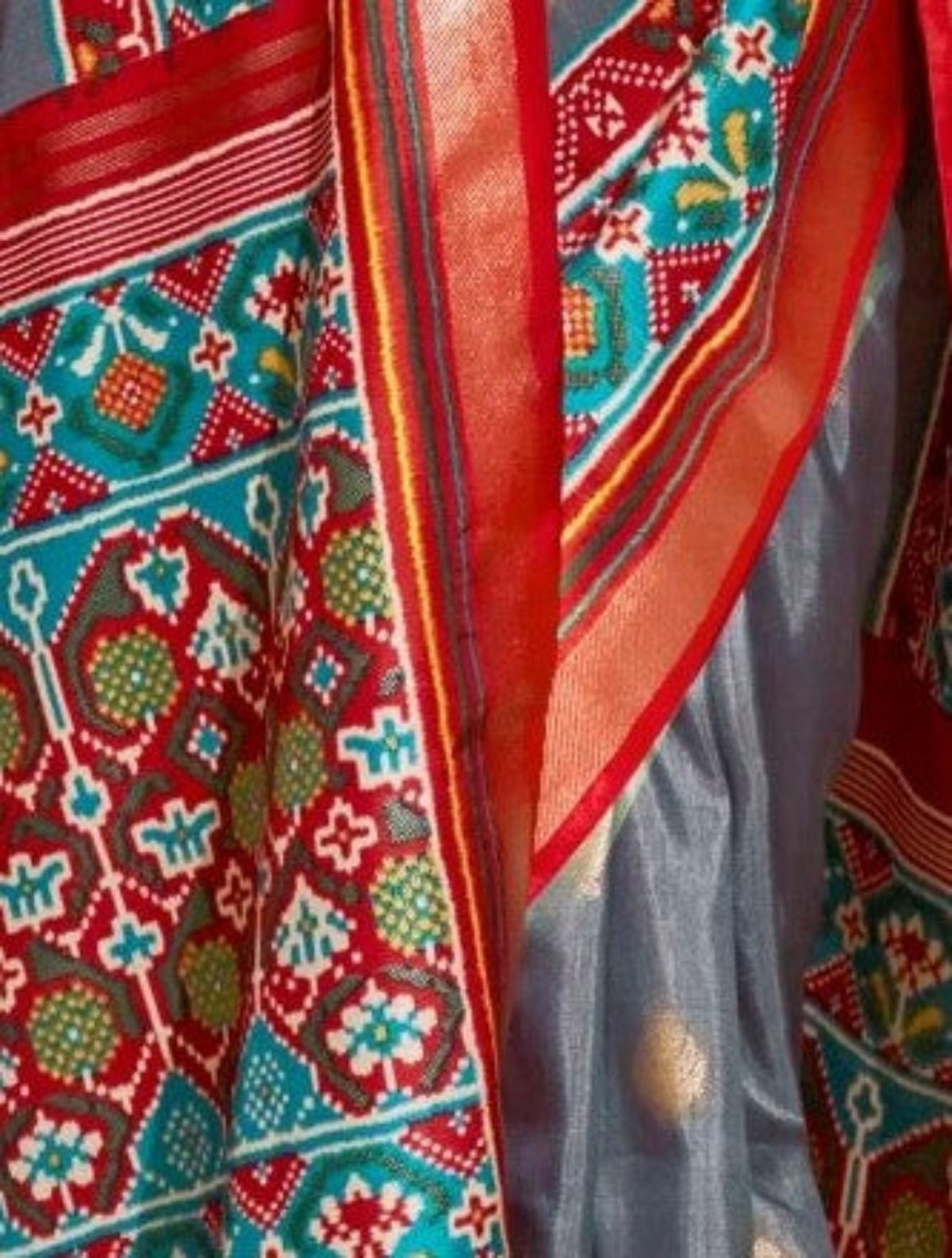 Shop Grey Patola Silk Saree for Wedding at STORI