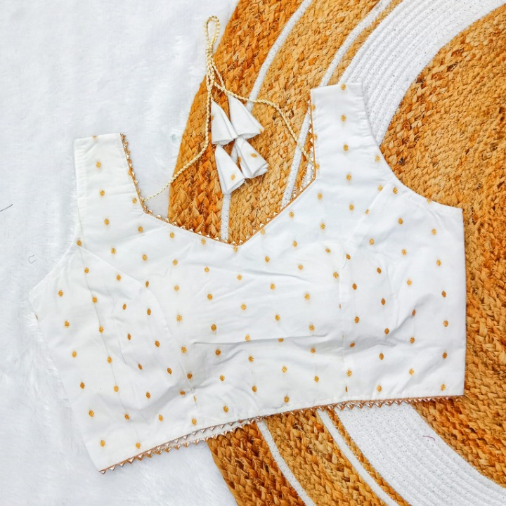 Brocade Woven Dots Tapeta Silk Blouse