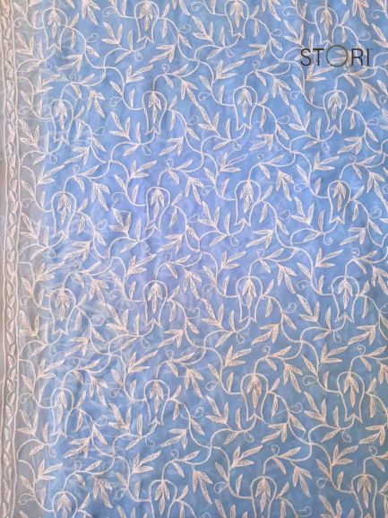 Powder Blue Full Embroidered Tepchi Saree