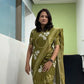 Trupti Khainar in Mehendi Green Cycle Printed Handloom Cotton Mulmul Saree