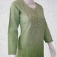 Pista Green Ombre Shaded Soft Dobby Cotton Chikankari Kurti