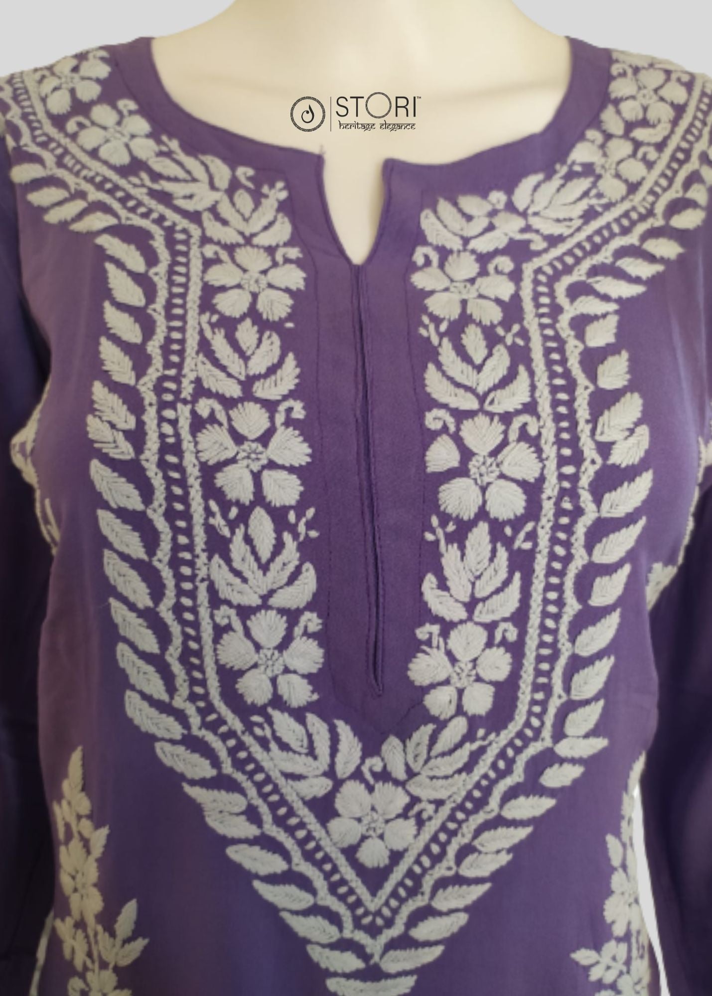 Purple Soft Rayon Handcrafted Chikankari Kurti