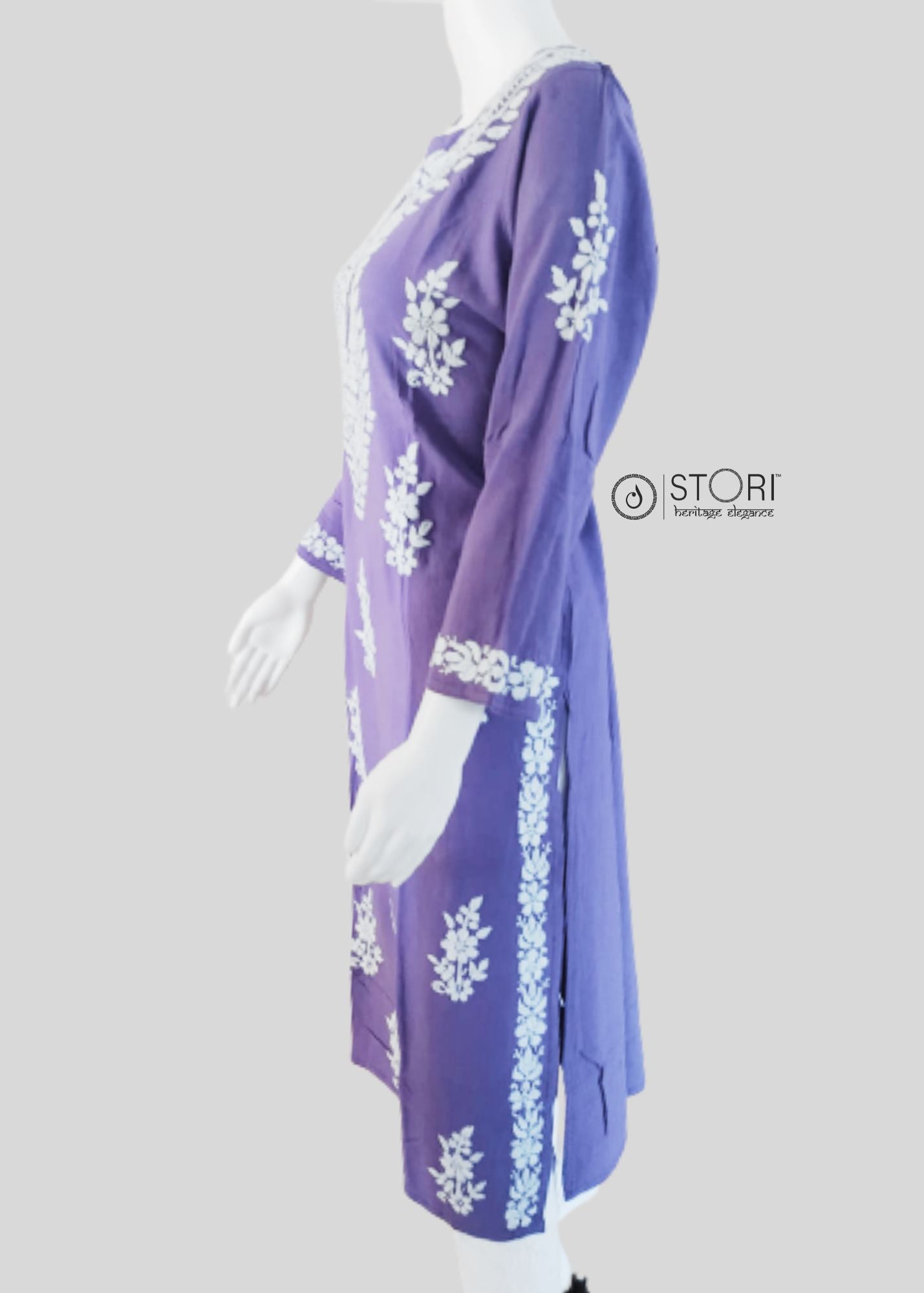 Purple Soft Rayon Handcrafted Chikankari Kurti