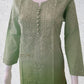Pista Green Ombre Shaded Soft Dobby Cotton Chikankari Kurti