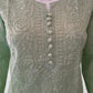 Pista Green Ombre Shaded Soft Dobby Cotton Chikankari Kurti