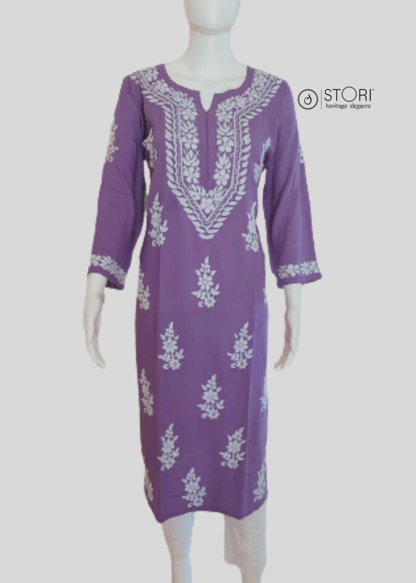 Purple Soft Rayon Handcrafted Chikankari Kurti