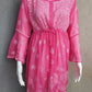 Bright Pink Short Georgette Chikankari Kurti With Bell Sleeves