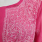 Bright Pink Short Georgette Chikankari Kurti With Bell Sleeves