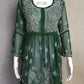 Pine Green Short Georgette Chikankari Kurti With Bell Sleeves