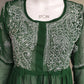 Pine Green Short Georgette Chikankari Kurti With Bell Sleeves