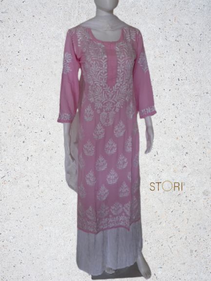 Kaaya Baby Pink Modal Chikankari Kurti