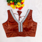 Readymade Organza Blouse with Silver Zari Lace