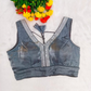 Readymade Organza Blouse with Silver Zari Lace