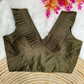 Black Frilled V-Neck Jacquard Designer Blouse