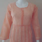 Peach Voile Cotton Anarkali Chikankari Kurti