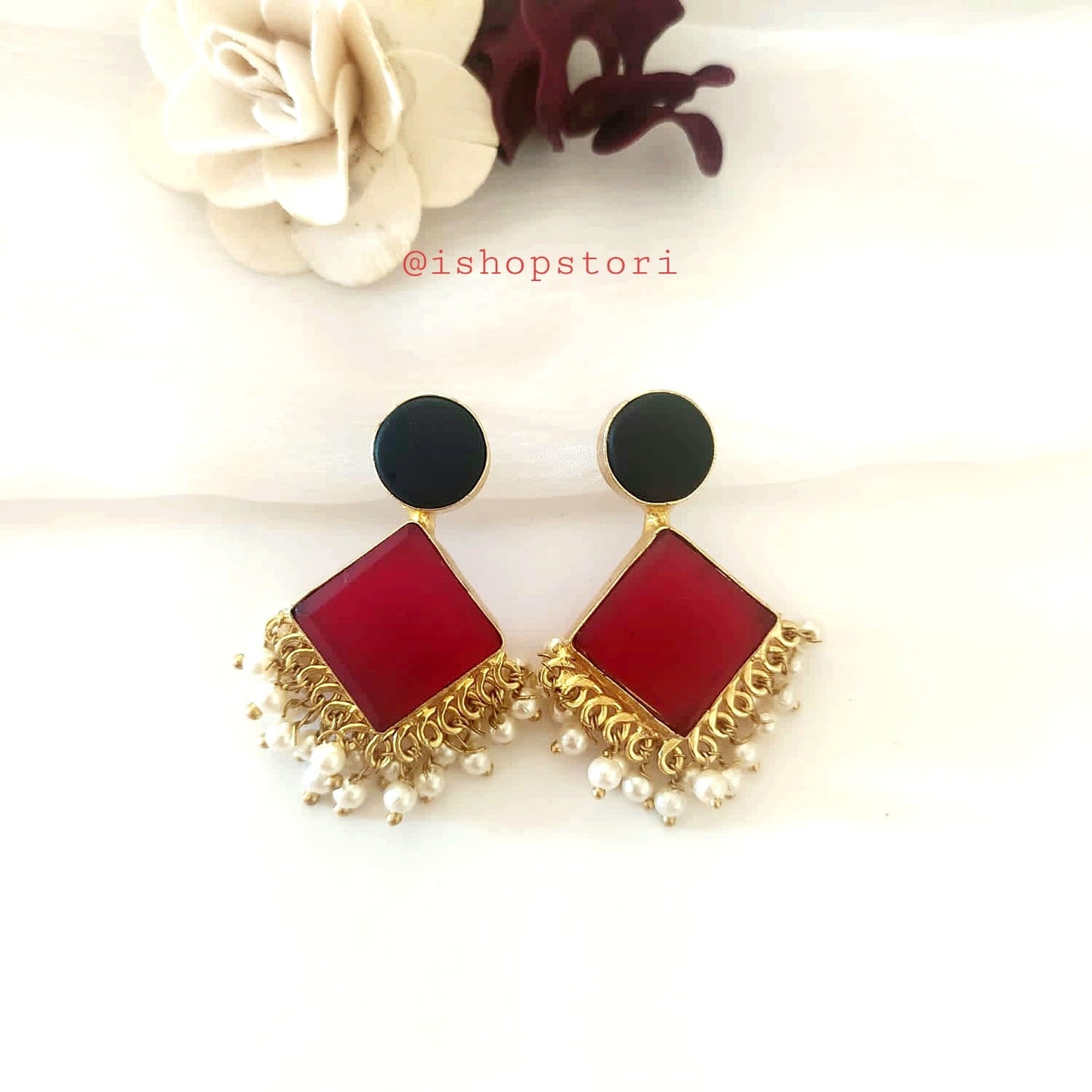 Calista Stone & Pearls Earrings