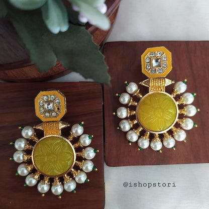 Kanika Carved Stone Meenakari Earrings