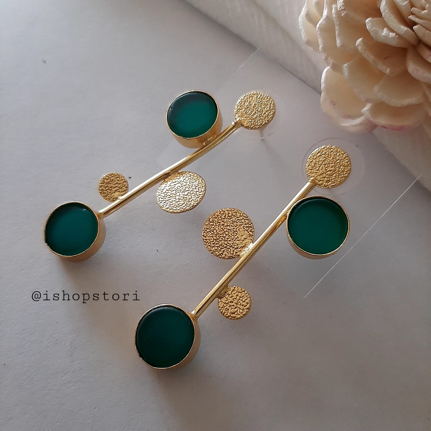 Golden Dots Twig & Raw Stones Earrings