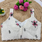 Cambric Cotton Designer Blouse With Embroidery And Sequined Work
