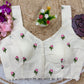 Cambric Cotton Designer Blouse With Embroidery And Sequined Work