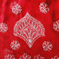 Adila Red Short Georgette Chikankari Kurti With Bell Sleeves