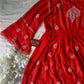 Adila Red Short Georgette Chikankari Kurti With Bell Sleeves