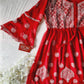 Adila Red Short Georgette Chikankari Kurti With Bell Sleeves