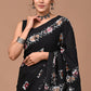 Black Batik Art Handloom Cotton Mulmul Saree