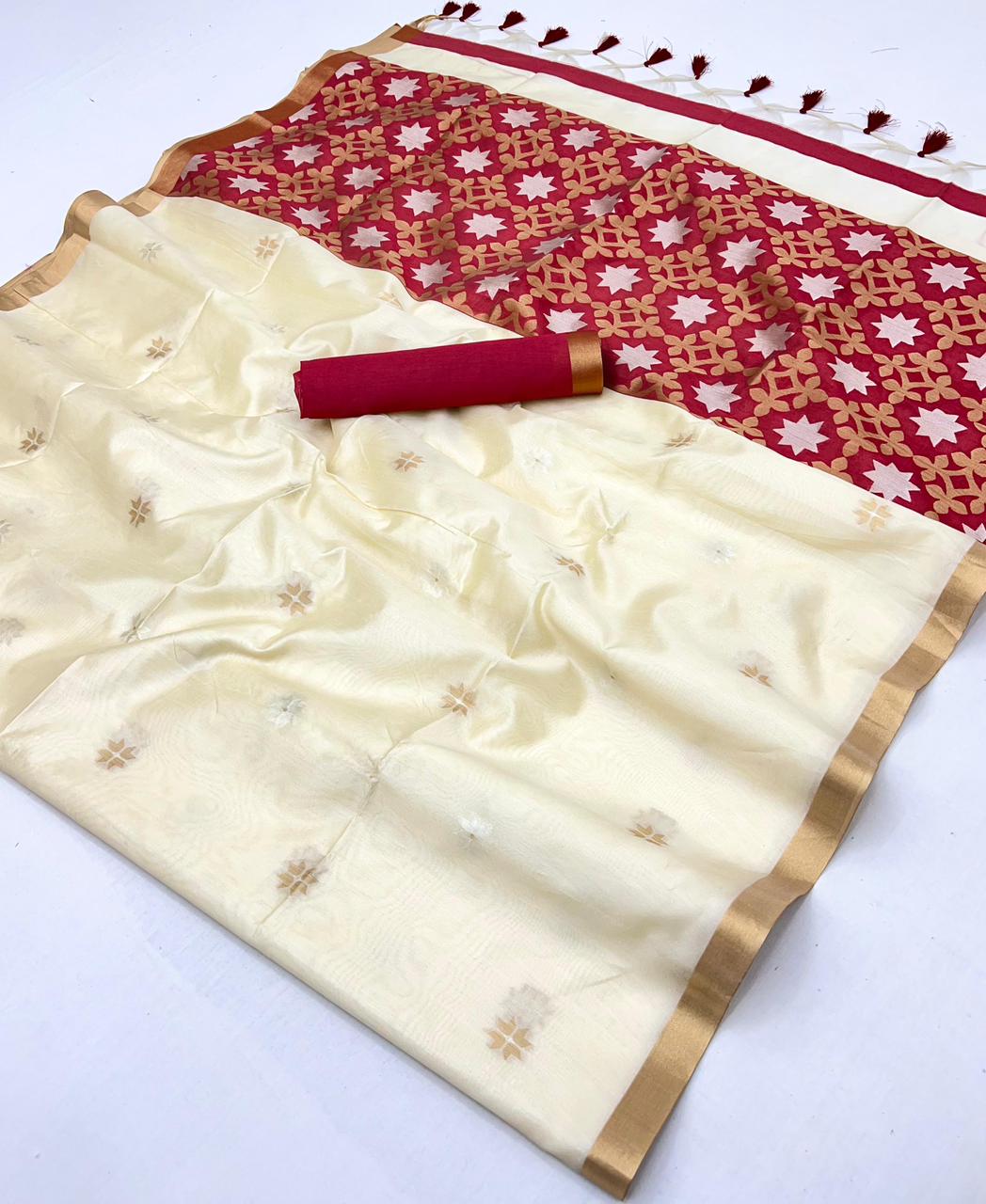 Pearl White Patola Silk Saree