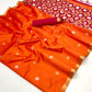 Orange & Red Tussar Silk Saree Online in STORI