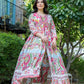 Floral Print Front Slit Three Piece Suit Set