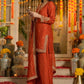 Rust Orange Silk Sharara Set
