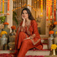 Rust Orange Silk Sharara Set