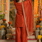 Rust Orange Silk Sharara Set