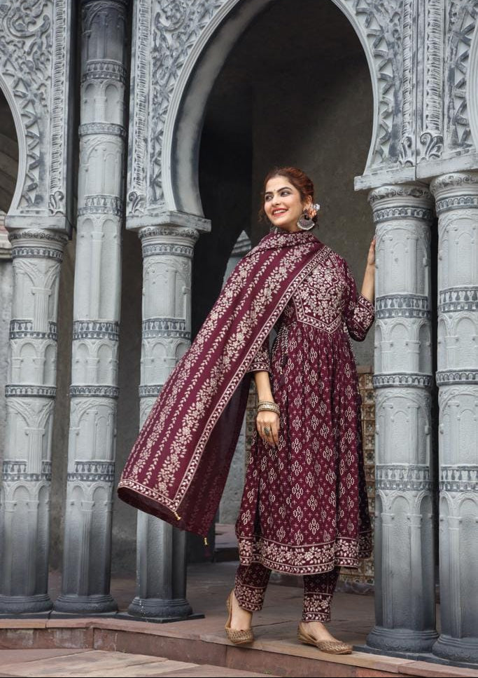 STORI Wine Anarkali for Women