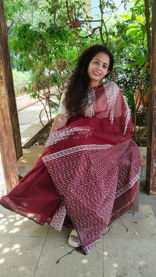 STORI Maroon Acrylic Saree