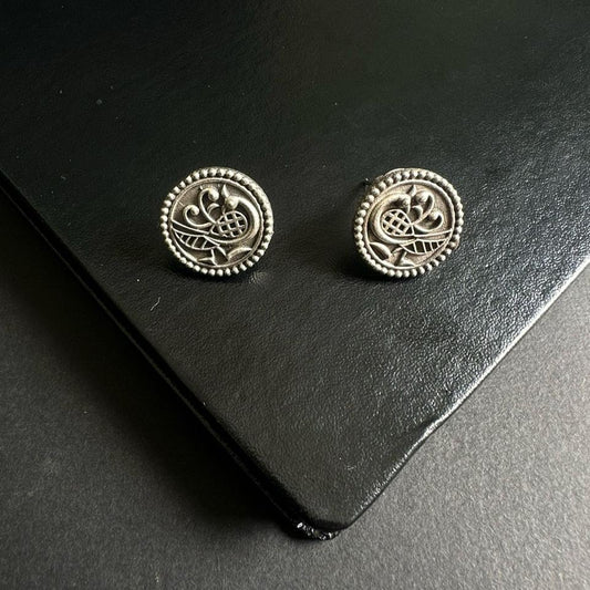 STORI Round Oxidised Silver Studs
