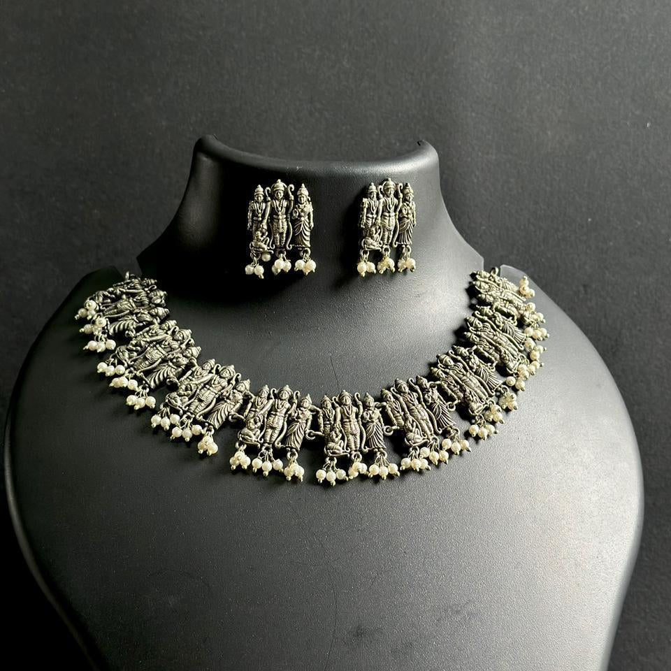 Siya Ram Necklace Set with Silver Polish