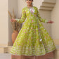 Lime Green Mul Cotton Angarkha Gotapatti Set