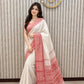 Red & White Embroidery Begali  Cotton Saree