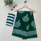 Buddha Tree Olive Green Cotton Mulmul Saree