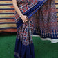 Indigo & Red Ajrakh Cotton Mulmul Saree