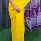 Yellow & Purple Handloom Cotton Mulmul Saree