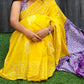 Yellow & Purple Handloom Cotton Mulmul Saree