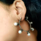 Kalika Curved Buds Silver Look Alike Earrings
