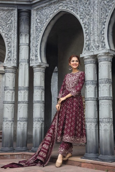 STORI Wine Anarkali for Women