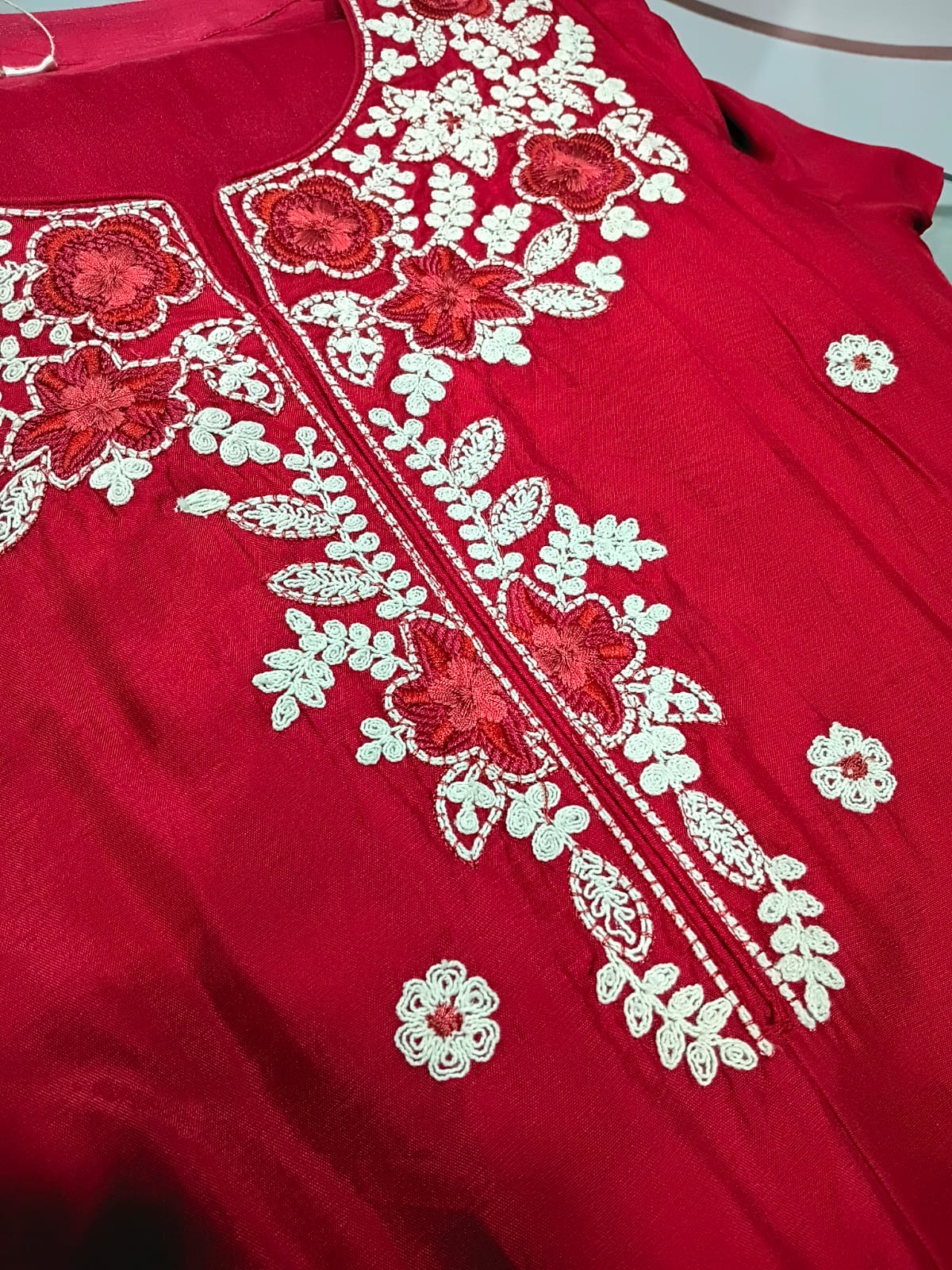 STORI Red Embroidered Kurti Set for Women Online under 3K